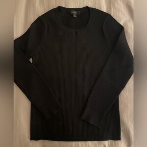 J.Crew Ribbed Sweater Women Small Black Viscose Stretch Crew Neck Long